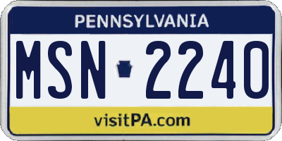 PA license plate MSN2240