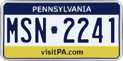 PA license plate MSN2241