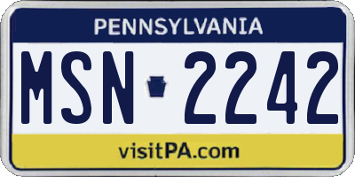 PA license plate MSN2242
