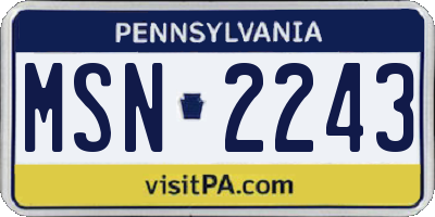 PA license plate MSN2243