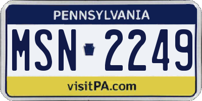 PA license plate MSN2249