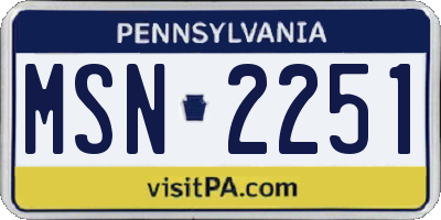 PA license plate MSN2251
