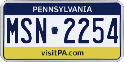 PA license plate MSN2254