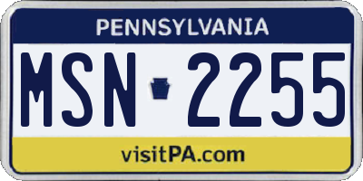 PA license plate MSN2255