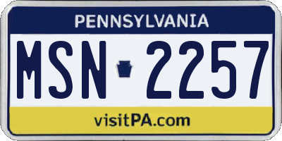 PA license plate MSN2257