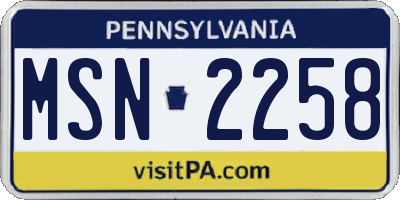 PA license plate MSN2258
