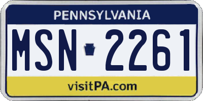 PA license plate MSN2261