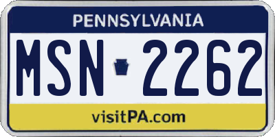 PA license plate MSN2262