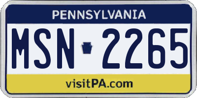 PA license plate MSN2265