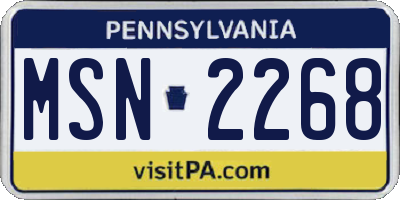 PA license plate MSN2268
