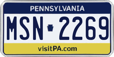 PA license plate MSN2269