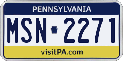 PA license plate MSN2271