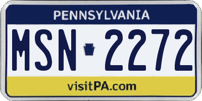 PA license plate MSN2272