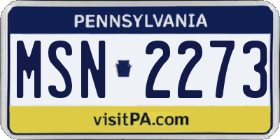PA license plate MSN2273
