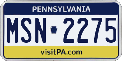 PA license plate MSN2275