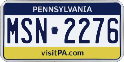 PA license plate MSN2276