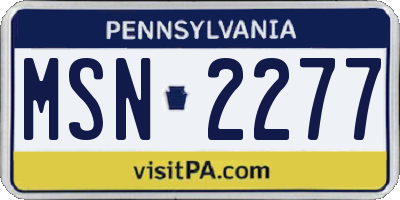 PA license plate MSN2277