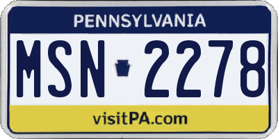 PA license plate MSN2278