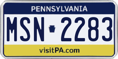 PA license plate MSN2283
