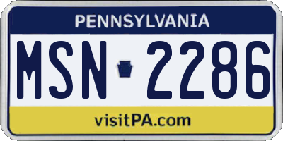 PA license plate MSN2286