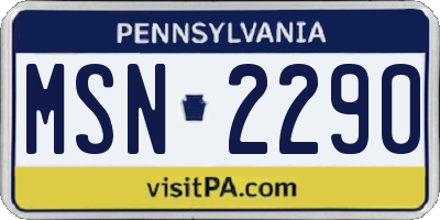 PA license plate MSN2290