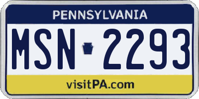 PA license plate MSN2293