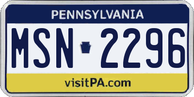 PA license plate MSN2296