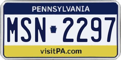 PA license plate MSN2297