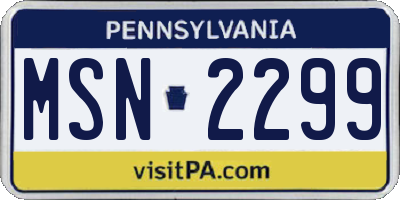 PA license plate MSN2299