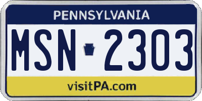 PA license plate MSN2303