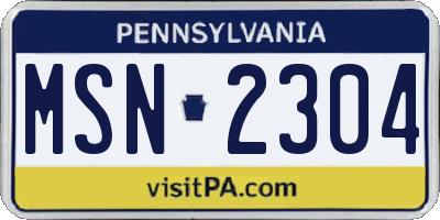 PA license plate MSN2304