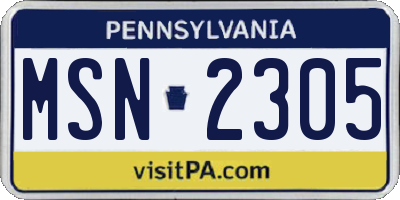 PA license plate MSN2305