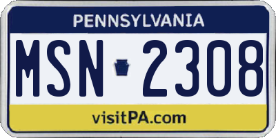 PA license plate MSN2308