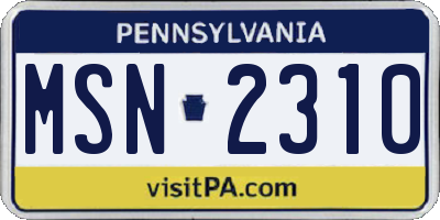 PA license plate MSN2310