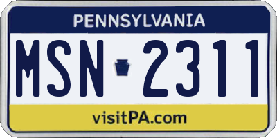 PA license plate MSN2311