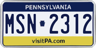 PA license plate MSN2312