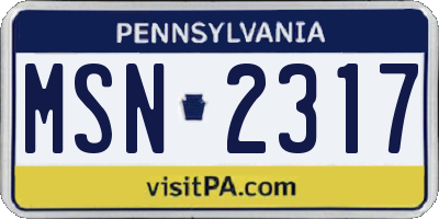 PA license plate MSN2317