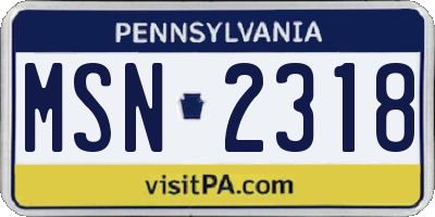 PA license plate MSN2318
