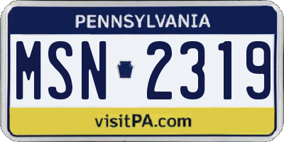 PA license plate MSN2319