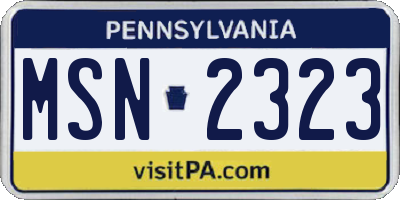 PA license plate MSN2323