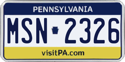 PA license plate MSN2326