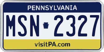 PA license plate MSN2327