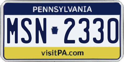 PA license plate MSN2330