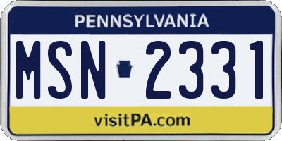 PA license plate MSN2331