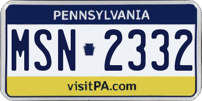 PA license plate MSN2332