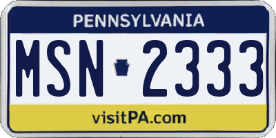 PA license plate MSN2333