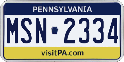 PA license plate MSN2334