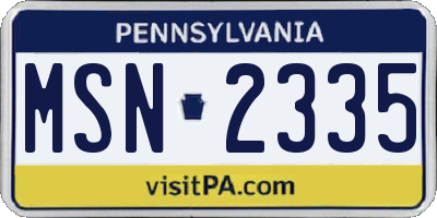 PA license plate MSN2335