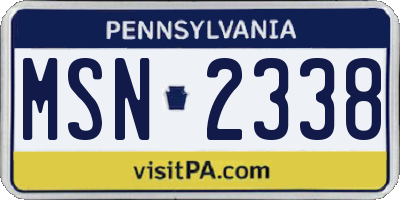 PA license plate MSN2338