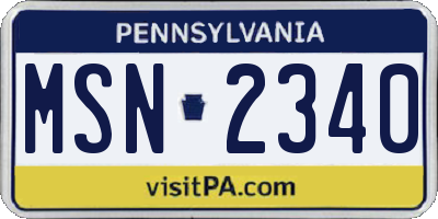 PA license plate MSN2340